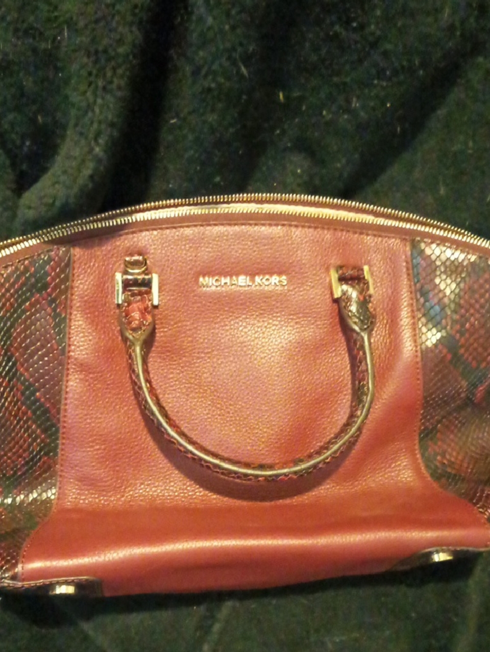 Michael Kors Burgundy Leather Pouch with Gold Logo